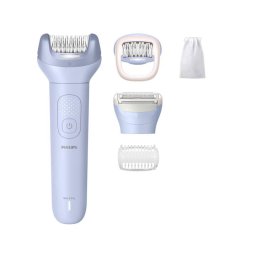 Epilator Philips BRE709/00 Seria 8000 cu ProGuide 360Â° Pensete Ceramice Autonomie 60Min Alb / Violet Deschis