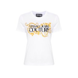 VERSACE JEANS COUTURE T-Shirt 77Dp613 R Logo Baroque 77HAHE05CJ00E g03 white/gold