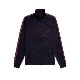 FRED PERRY Jachetă Contrast Tape Track Jacket J5557 s76 black/whiskybrwn