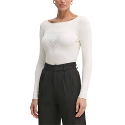 GUESS Bluză Ls Triangle Logo Eliza W5RR01Z2YK2 g1o6 dove white