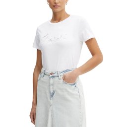 GUESS T-Shirt Ss Script Lace Logo Easy W5RI08K9RM1 g011 pure white