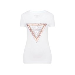 GUESS T-Shirt Ss Cn Cheeta Logo Triangle W5RI22J1314 g011 pure white