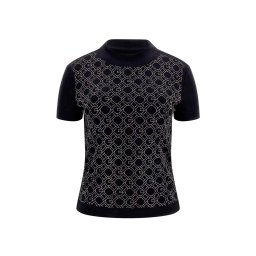 GUESS T-Shirt Ss Mock Neck All Over Logo W5RI15J1314 jblk jet black a996