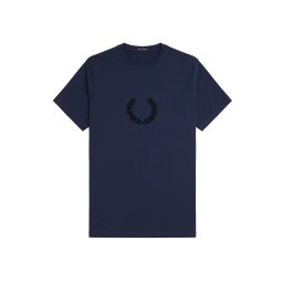 FRED PERRY T-Shirt Textured Laurel Wreath M8587 X86 tennis blue