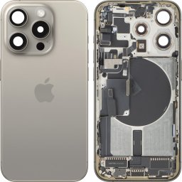 Capac Baterie Apple iPhone 15 Pro, Cu Carcasa Mijloc, Versiune US, Bej (Natural Titanium), Swap