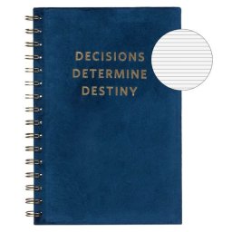 Caiet A5 Dictando Albastru Catifelat Mesaj cu Folie Aurie "Decisions determine destiny"" cu Spirala & 2 Subiecte - 80F