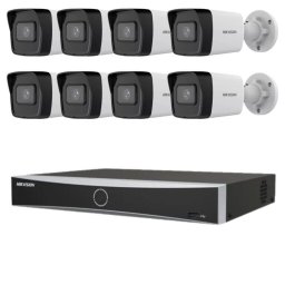Sistem supraveghere video IP Hikvision 8 camere 4MP 2K, IR 30m, Detectie persoane si vehicule, NVR AcuSense 8 canale PoE, Acces de pe telefon