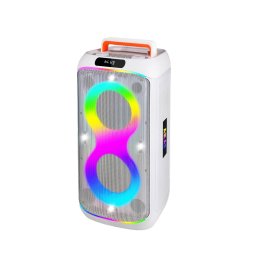 Boxa Activa Portabila Akai SONIC X10 Bluetooth Lumini RGB Microon Wireless Inclus Putere RMS 75W Alb