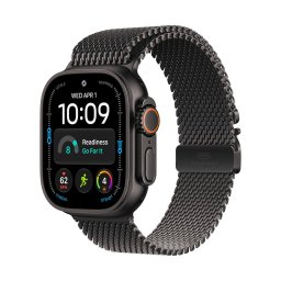 Ceas smartwatch Apple Watch Ultra 4, GPS + Cellular, 49mm, titan, Titanium Milanese Loop Black M, Negru