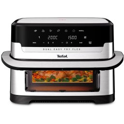 Friteuza cu Aer Cald Tefal Dual Easy Fry Flex, 2700 W, Capacitate 9 L, Touch, Air Fry & Grill, Negru