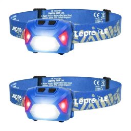 Set 2 Lanterne Frontale LEPRO 320014-R-2 LED 5W Maxim 300 Lumeni Acumulator 1200mAh Incarcare USB-C IPX4 Albastru