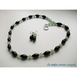 Set colier şi cercei onix şi aventurin verde