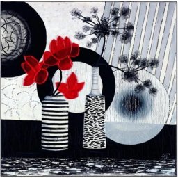 Crveni cvetovi, uramljena slika 70 x 70 cm