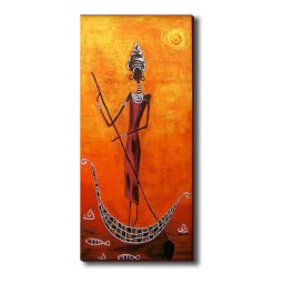 Devojka na čamcu, uramljena slika 30x70cm