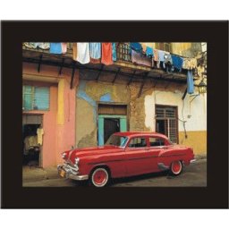 Kuba retro crveni automobil, uramljena slika 40x50cm