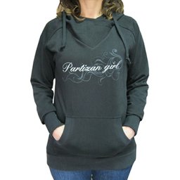 Ženski crni duks sa kapuljačom "Partizan Girl" 2106