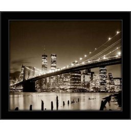 Crno beli most u Bruklinu 1, uramljena slika 40x50cm