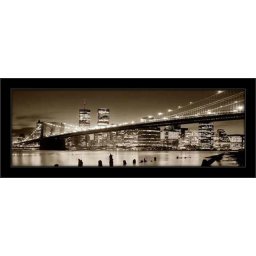 Most u Bruklinu noću, uramljena slika 35x100cm