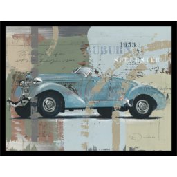 Blue old car, uramljena slika 60x80cm