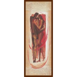 Spoj crvenih figura, uramljena slika 30x70cm
