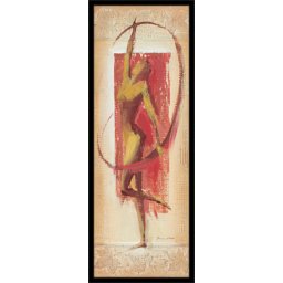 Cvetna crvena figura, uramljena slika 30 x 70 cm