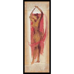 Izražajna crvena figura, uramljena slika 30 x 70 cm