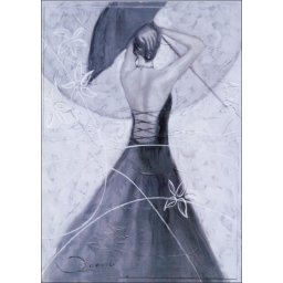 Lepotica sa suncobranom, uramljena slika 50x70cm