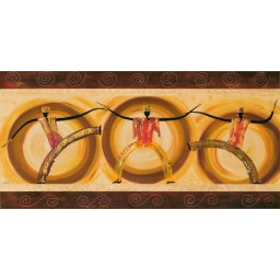 Afrički plesači, uramljena slika 50 x 100 cm