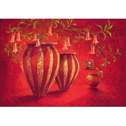 Antičke crvene vazee, uramljena slika 70x100 cm
