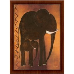 Mama i beba slon, uramljena slika 50x70cm