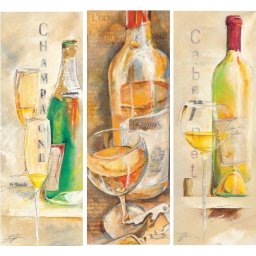 Vrhunska vina, tri uramljene slike 30x70cm svaka