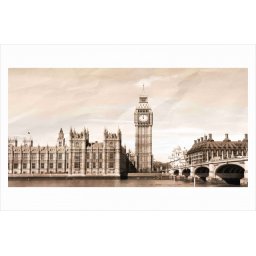 London sephia, uramljena slika 50x100cm