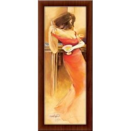 Dama u crvenoj haljini, uramljena slika 30 x 70 cm
