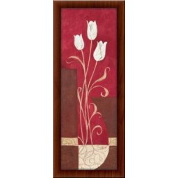 Bele lale, uramljena slika 30 x 70 cm