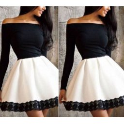 Haljina za malu maturu - Crno bela haljina sa detaljima cipke