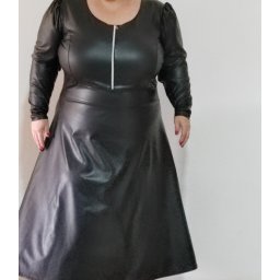 Haljina za punije dame od imitacije koze