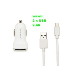 VIP WEWO W-006 AUTO punjač 2 X USB 2,4A plus micro USB kabl za punjenje