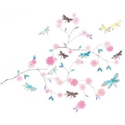 Zidne nalepnice 3D "Dragonflies tree