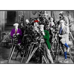 Snimanje filma, uramljena slika 50 x 70 cm