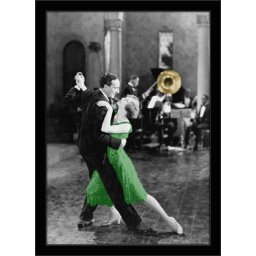 Tango plesni par, crno bela uramljena slika 50 x 70 cm