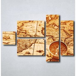 Slike na platnu Stara mapa sveta i kompas Nina163_5