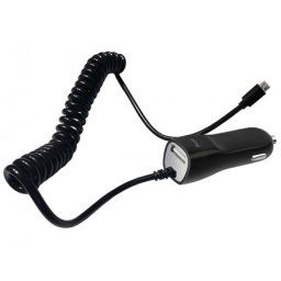 Xwave USB auto punjač, microUSB+USB port, 5V/1A, sa kablom, Crna ( Xwave C21 )