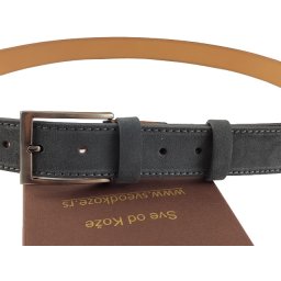 Sivi muški kaiš od prevrnute kože za farmerice i pantalone