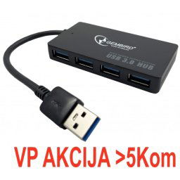 UHB-U3P4-03 ** Gembird USB 3.0 4-port HUB, storage speed 5Gbps, black (671)