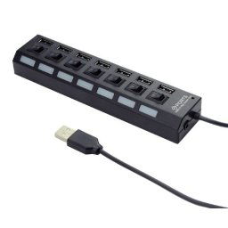 UHB-U2P7-03 Gembird USB 2.0 powered 7-port hub with switches, black