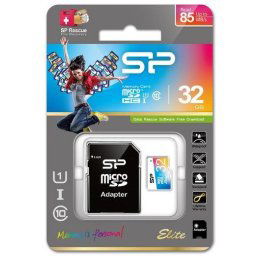 SiliconPower MicroSDHC 32GB * U1/Class 10 Elite + SD adapter, SP032GBSTHBU1V20SP