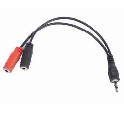 CCA-417 Gembird 2x 3.5 mm(slusalice i mikrofon) adapter na 1x 3.5mm(4 pin) cable, 0.2 m crni