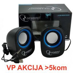 SPK-111 ** Gembird Stereo zvucnici black/black, 2 x 3W RMS USB pwr, 3.5mm kutija sa prozorom (399)