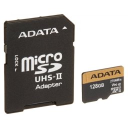 A-DATA UHS-II U3 MicroSDXC 128GB class 10 + adapter AUSDX128GUII3CL10-CA1