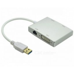 FAST ASIA Adapter-konvertor USB 3.0 na HDMI+VGA+DVI+RJ45